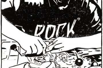 Linoldruckgrafik von OW Himmel bei seiner Arbeit (Foto: OW Himmel)